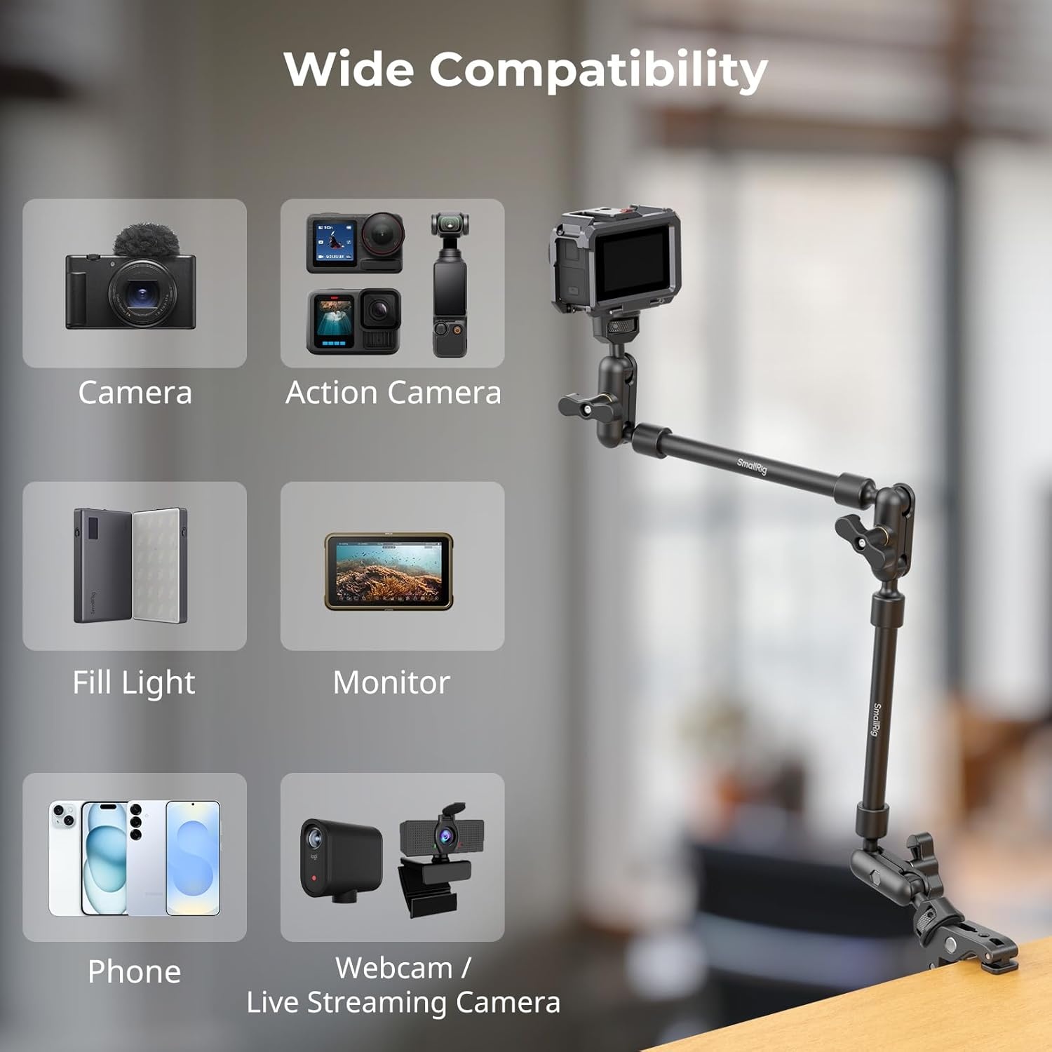 SmallRig 22” Magic Arm with Clamp for Overhead Content Creation